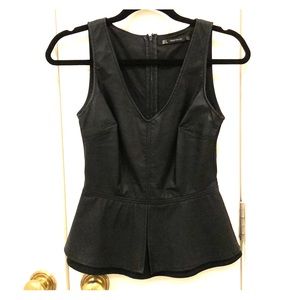 Zara black leather peplum top